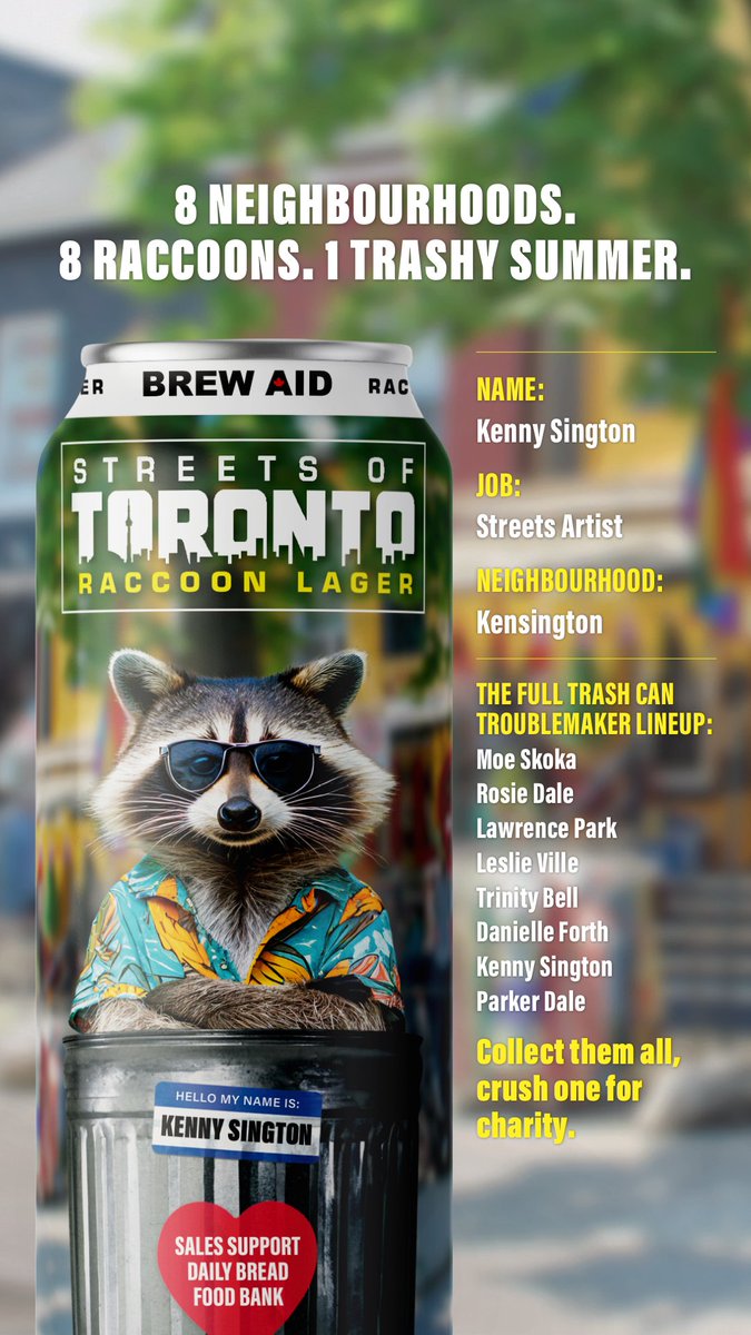 streetsoftrnto's tweet photo. Meet Kenny Sington 🍻🦝

Part raccoon. Part local legend. Full-time scavenger of good times

Born in the back alleys, laneways, and late-night patios of Kensington, Kenny knows where the best stories... and beers are hiding

Raise a can to Kenny

#RaccoonLager #StreetsOfToronto https://t.co/33yxjC4ct6