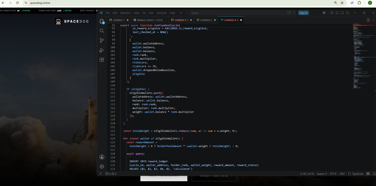 SPACEDOGfly's tweet photo. We successfully upgraded the Flywheel backend and optimized the holder reward calculation engine 

the system can now safely handle up to 4,000 holders inside the automated cycle flow while keeping reward calculations clean stable and fast https://t.co/mcxJafU0LX