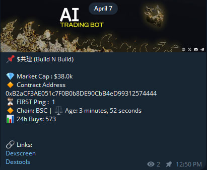 BSCAI_Bot's tweet photo. Here are a couple predictions from @BSCAI_Bot 

$FOB 3.7k to 1.05M ATH (283x)
$共建 38k to 5.32M ATH (140x)

Past results are not indictive of future returns https://t.co/k9rzwt8EbR