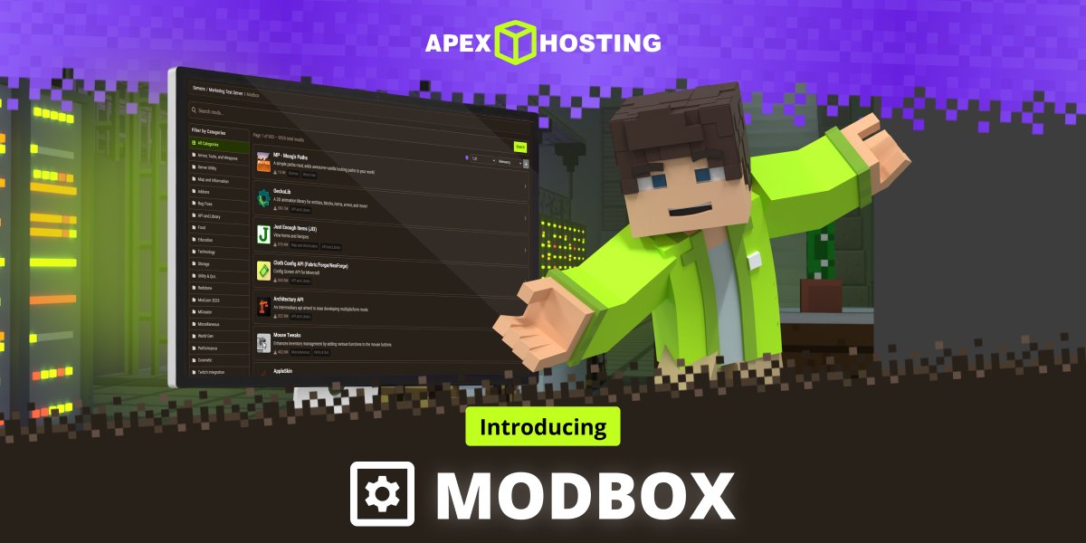 apexhosting's tweet photo. 🧰 Modding your Minecraft server just got WAY easier.

🚀Meet Modbox: Apex Hosting’s new built-in feature for one-click CurseForge mod installs, smart version matching, and easy updates. No FTP required.

🔗Learn more:
https://t.co/LmLxTt6Zrx

#Minecraft #Modding #Servers https://t.co/yrBQnVy5Dz