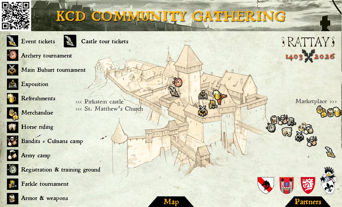 sir_doenny's tweet photo. 🗺️ Lost in Rattay? Not anymore. ⚔️
To help you navigate the biggest Rattay Tournament yet, we've prepared 3 official maps:

🏰 Complete event & town map
🍖 Marketplace & food area map
⚔️ Tournament paid zone map (only  for registered)

With nearly 2,000 participants from around the world, knowing where to go may be just as important as knowing how to swing a sword.

The event is already at full capacity, but you can still follow the event LIVE on stream.

Follow for behind-the-scenes content, and future KCD community events.
📺 Twitch & YouTube
🔗 https://t.co/gJcg6NKuZk
See you in Rattay ⚔️
#KingdomComeDeliverance #KCD #Rattay #Rataje #Medieval #GamingCommunity