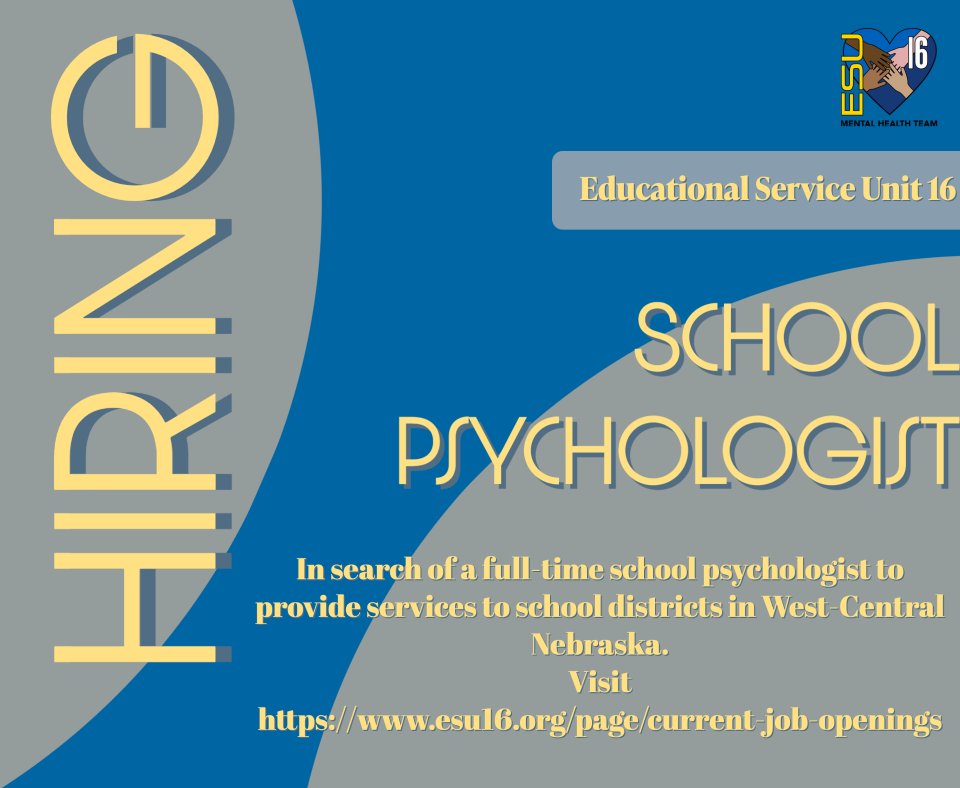 ESU_16's tweet photo. ESU 16 is hiring a School Psychologist https://t.co/OO2nOsE7YN