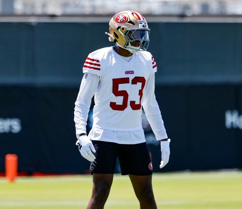 49ersSportsTalk's tweet photo. 🚨 OTA BUZZ 🚨

The hype around Jaden Dugger keeps growing.

According to @_RyanFowler_ , after checking in with people around the league, Dugger was named the #49ers player who stood out most during the OTA period. 👀🔥

The rookie is turning heads early and building serious momentum heading into training camp. 💪🏈