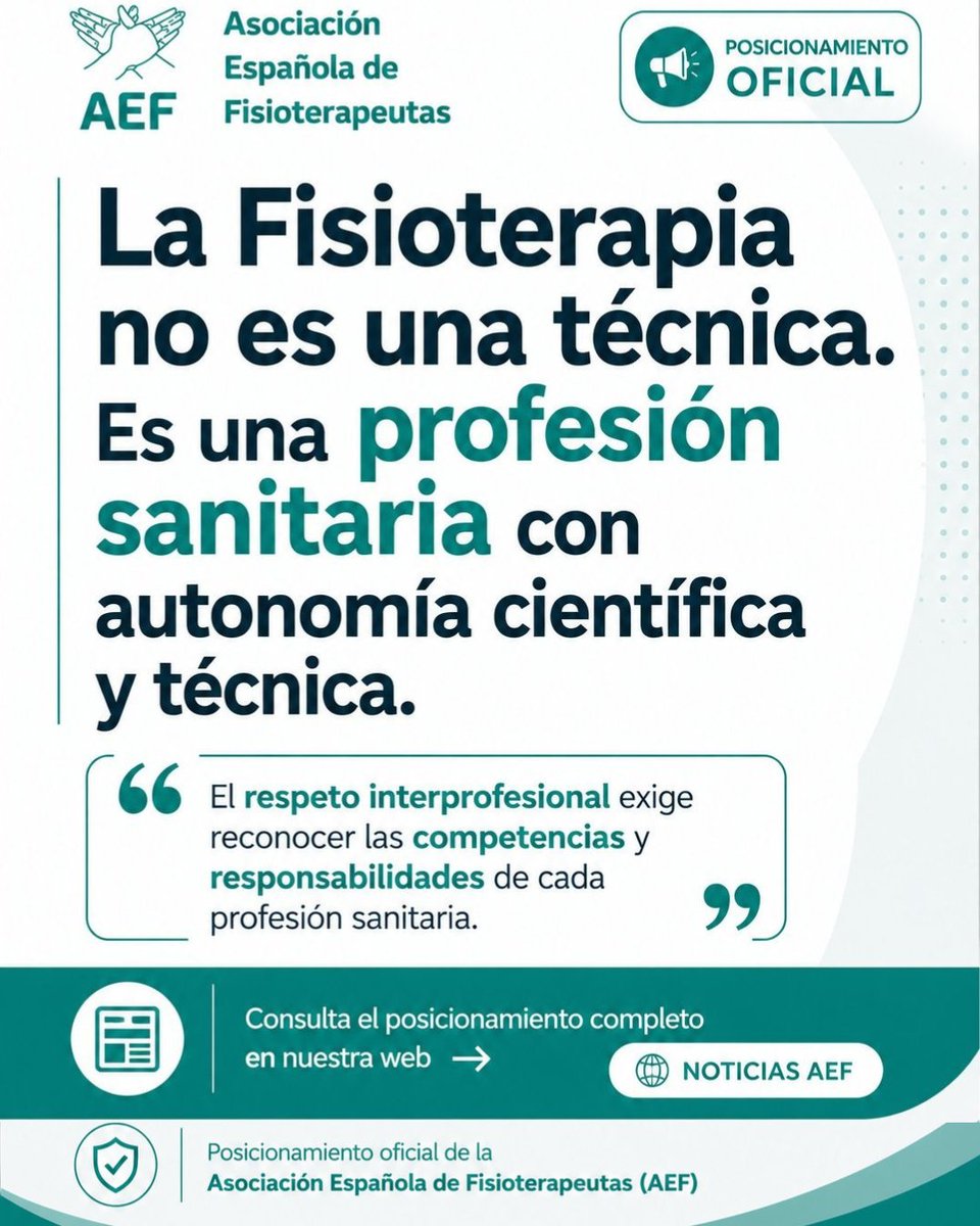 cofiga's tweet photo. @aefisio e @cgcfe definen que é realmente a Fisioterapia: unha profesión sanitaria plenamente recoñecida e regulada, con competencias propias, autonomía profesional, científica e técnica e esencial nos procesos de rehabilitación.

(+) https://t.co/vHQS5n9nIP