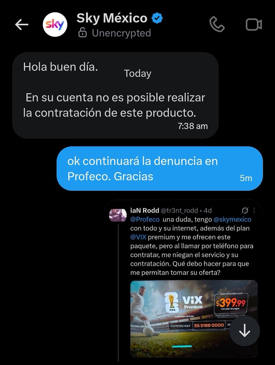 tr3nt_rodd's tweet photo. @skymexico @Profeco ya diles algo sobre su publicidad engañosa. Ya denuncié hace 4 días, pero siguen de mentirosos. https://t.co/X9T0feGV0t