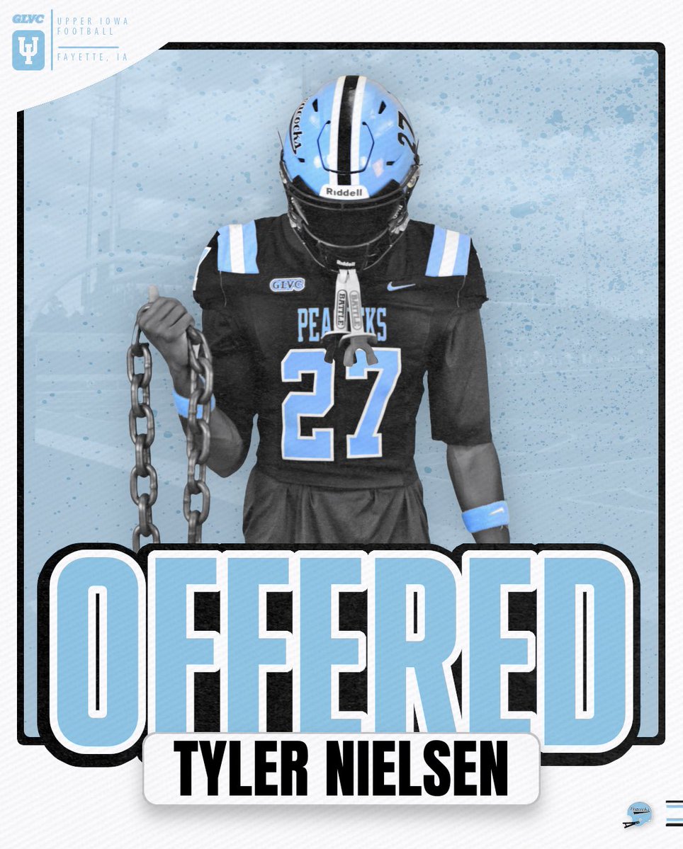 NielsenJTyler's tweet photo. After a great call with @rhettmizer5 I’m blessed to receive my first offer from @Upper_Iowa_FB!!! 
@Coach_Hoskins https://t.co/bFTIbjCPBX
