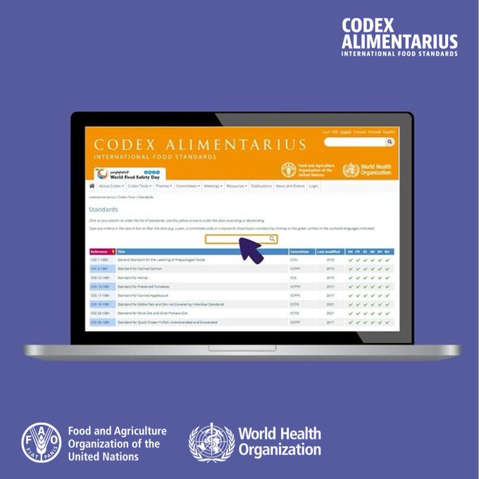 FAOWHOCodex's tweet photo. 📙 | Looking for #CodexStandards, guidelines, codes of practice❓

😎 Say no more ➡️ https://t.co/FUVzyKHGlo

🍎🍊🍅🧀🫑🥚🍯🍤

#FoodSafety | #Codex https://t.co/6HLR9ccf5R