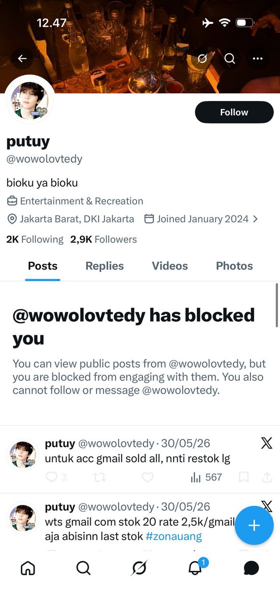 puttybgsttt's tweet photo. TIATI akun wowolovtedy GANTI JADI @PABROWOR 🤭 
#scam #penipu https://t.co/CXw14pcHs2