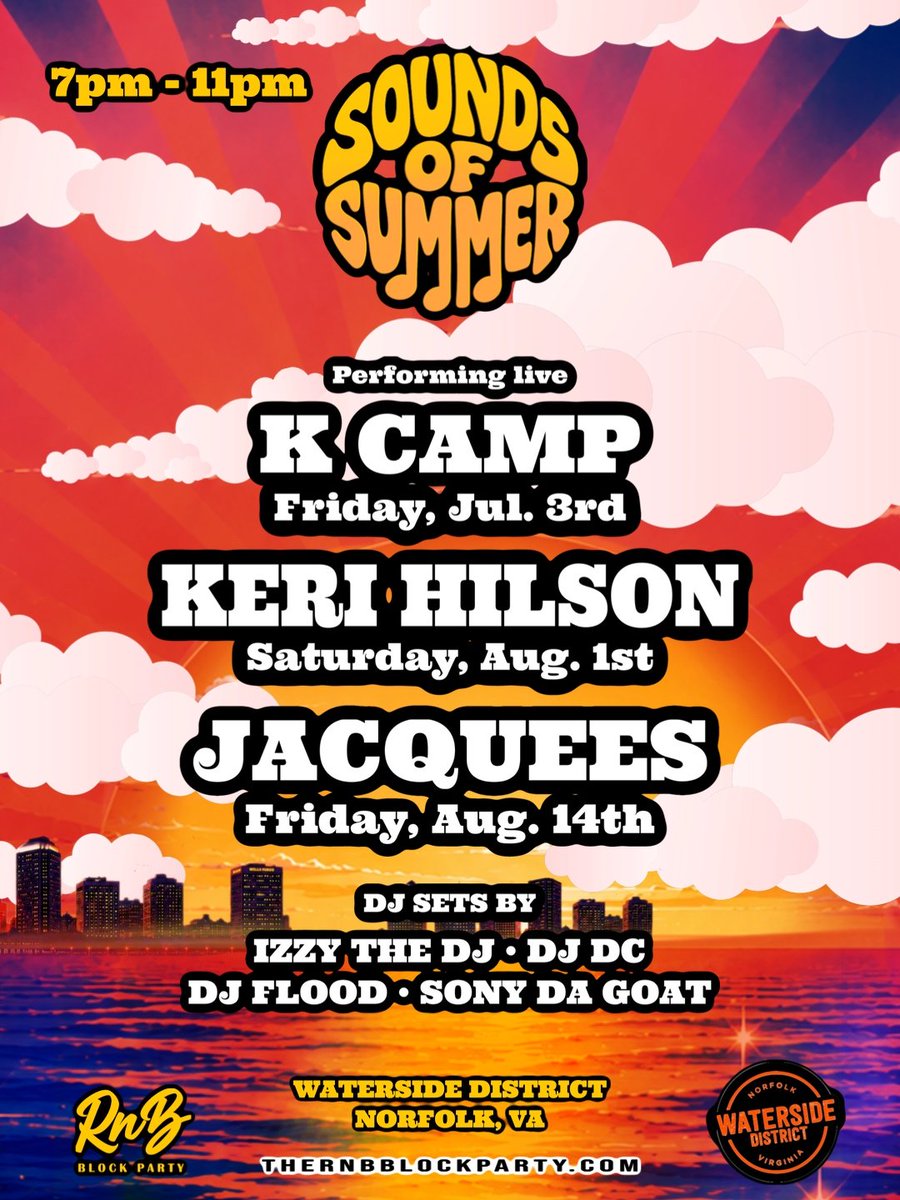 103JAMZRADIO's tweet photo. The #RnBBlockParty presents #KCamp at Waterside on July 3rd and you know we’ve got tickets!

Just tap the contest tab when you’re listening to #103JAMZ on #iHeartRadio or go here: https://t.co/tBZ2XjjRVt https://t.co/RoTaNWfgA0