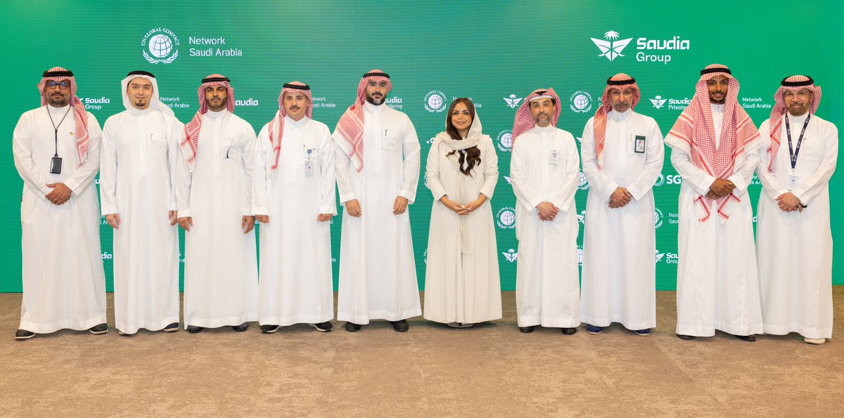 CompactSaudi's tweet photo. We were pleased to celebrate the signing ceremony welcoming @SaudiaGroup to our Network. The occasion brought together representatives from participating Saudia Group subsidiaries, reflecting the Group's shared commitment to advancing responsible business practices. https://t.co/temV0JeMBL