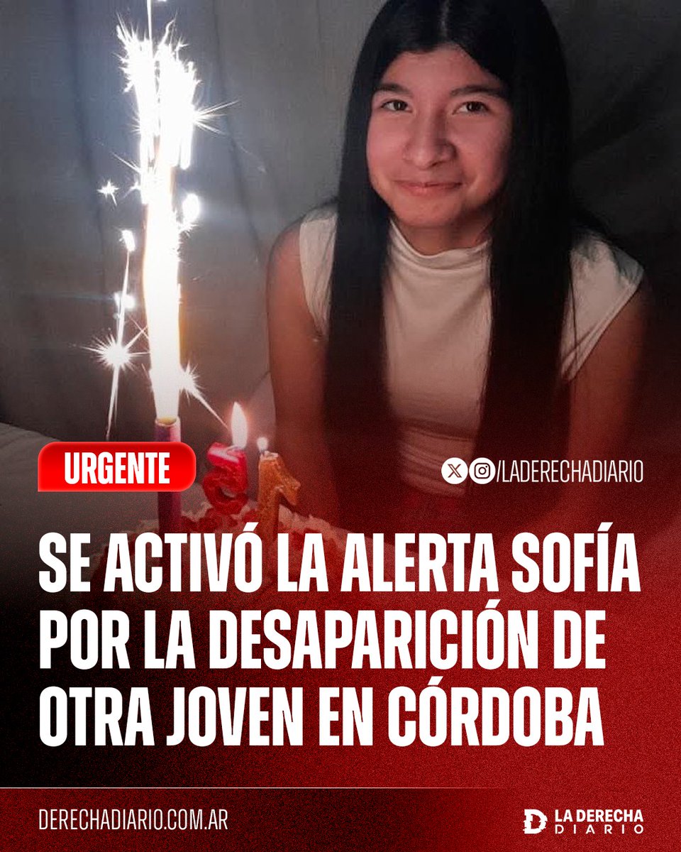 laderechadiario's tweet photo. 🚨🇦🇷 | URGENTE: Se activó nuevamente la Alerta Sofía por la desaparición de Luciana Alarcón en Córdoba, una adolescente de 15 años que fue vista por última vez ayer en Colonia Caroya y que nunca regresó tras salir del colegio, lo que desató un intenso megaoperativo policial en su búsqueda a dos semanas del asesinato de Agostina Vega.