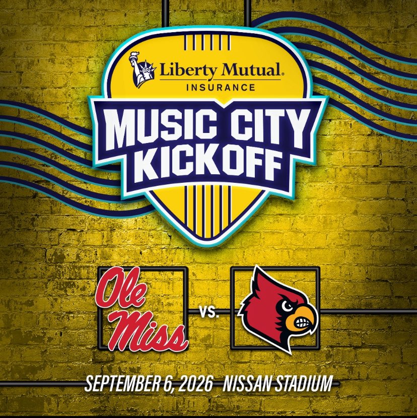 OleMissSports's tweet photo. Circle the date 🗓️ 
Secure the seats 🏟️ 
See you in Nashville 🎸

Tickets for the inaugural Music City Kickoff are available now‼️

Ticket 🔗:
https://t.co/CdrS42KYpj

#HottyToddy https://t.co/Fd1VURwaOl