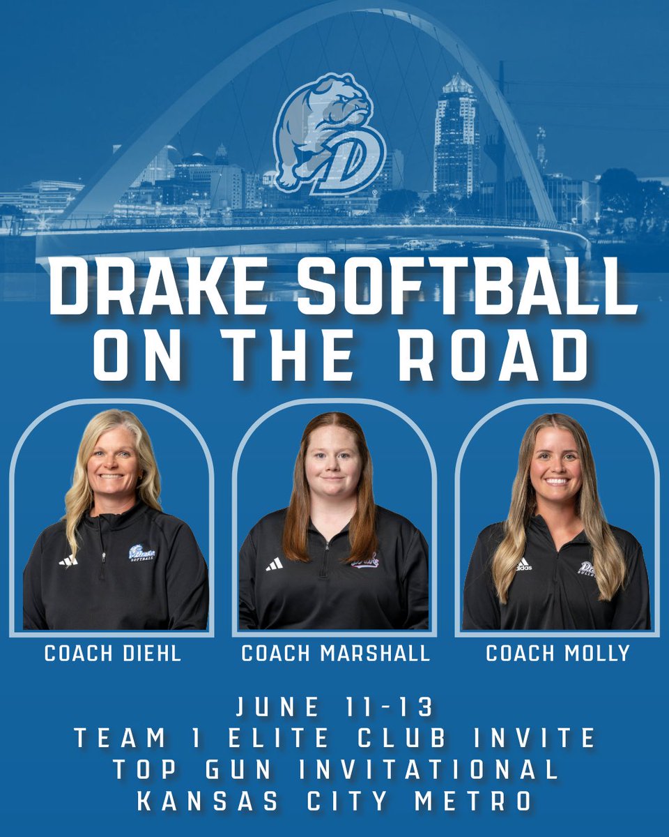 DrakeSoftball's tweet photo. Coaches are hitting the road this weekend! 

Drop those schedules below if you are in Kansas City! ⬇️ https://t.co/BcIG62GD6q