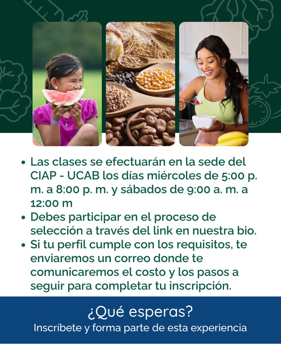 CANIAoficial's tweet photo. CANIA, en alianza con @ciap_ucab
abre las postulaciones para el Diplomado en Promoción de la Salud Nutricional: Un Enfoque Interdisciplinario.  📅Nueva fecha de inicio ¡Tienes hasta este viernes para participar en el proceso de selección! Regístrate: https://t.co/rNWcJFUUie https://t.co/sA1rk2uyz6