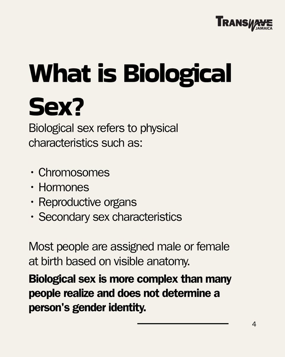 TransWaveJA's tweet photo. Gender identity. Gender expression. Biological sex.

Though connected, they are not the same.

Understanding the difference helps us challenge misconceptions, respect people’s lived experiences, and build more inclusive communities for the TGNCNB people.

#GenderEducation https://t.co/Fb4AnY8fEx