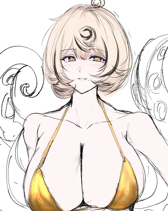 僧帽筋、広背筋バキバキイドリー概念 普通のスキンで描きます