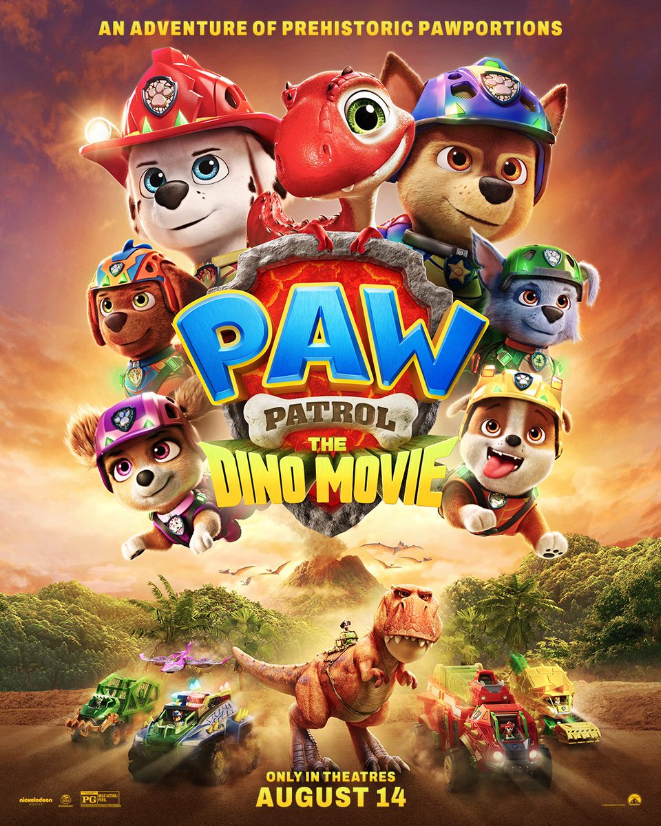 PAWPatrolMovie's tweet photo. Get ready for the BIGGEST adventure in PAW Patrol history. The new PAW Patrol: The Dino Movie trailer drops TOMORROW! #PAWPatrolMovie https://t.co/O4jHfgWFya