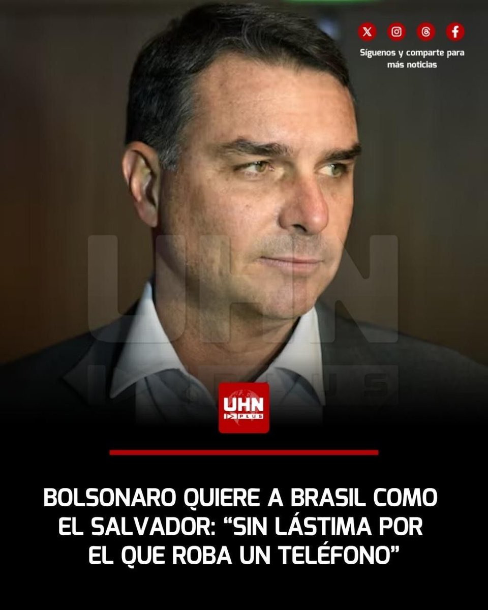 UHN_Plus's tweet photo. 🇧🇷🇸🇻‼️| Flavio Bolsonaro está decidido a que Brasil sea como El Salvador que lidera Nayib Bukele: “Tenemos que tener la obligación de castigar a los delincuentes con leyes más severas. Es lo que vi en El Salvador. La impunidad tiene que llegar a su final. Aquel que roba un teléfono vuelve a salir y lo hace otra vez. Hay que construir más cárceles en Brasil y no sentir lástima por esa gente”.