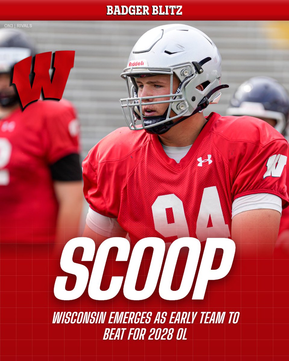 Evan_Flood's tweet photo. "They're definitely the team to surpass right now."

#Badgers emerge as the early team to beat for an offered 2028 offensive lineman.

https://t.co/Ezpy5y6uSS (On3+) https://t.co/zBlzcXmuep