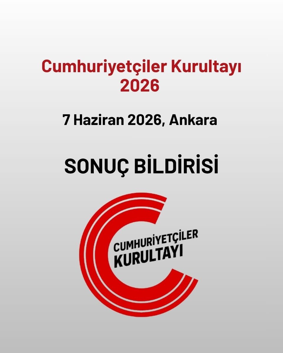 THalkMeclisi's tweet photo. İlk kez 24-25 Mayıs 2025'te toplanan Cumhuriyetçiler Kurultayı’nın ikincisi, 7 Haziran 2026'da Ankara’da, ülke genelinden gelen 257 delege ve yüzü aşkın konukla gerçekleştirilmiş, gerici ve emperyalist saldırılara karşı bağımsız bir emekçi cumhuriyeti mücadelesini yükseltme iradesini devralmıştır.