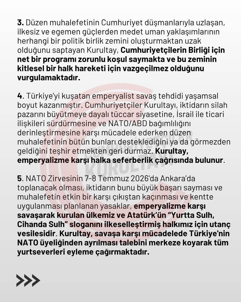 THalkMeclisi's tweet photo. İlk kez 24-25 Mayıs 2025'te toplanan Cumhuriyetçiler Kurultayı’nın ikincisi, 7 Haziran 2026'da Ankara’da, ülke genelinden gelen 257 delege ve yüzü aşkın konukla gerçekleştirilmiş, gerici ve emperyalist saldırılara karşı bağımsız bir emekçi cumhuriyeti mücadelesini yükseltme iradesini devralmıştır.