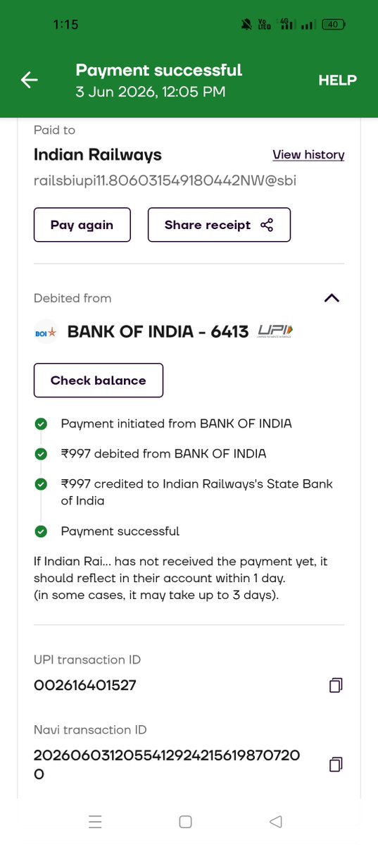 singh007ho's tweet photo. @RailwaySeva @DRM_Jaipur Shri maan ji ye online payment ki details ki photo hai ji https://t.co/GDXtRT2CV1