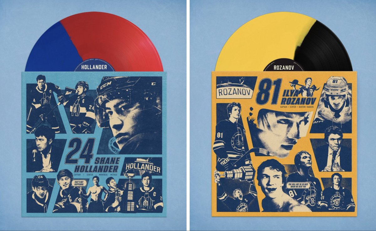 hudsonwupdates's tweet photo. New preview of the “Heated Rivalry” vinyls and CD packages:

The vinyl comes with two double-sided printed sleeves, each designed to match their corresponding disc.

The 2 trading card set comes printed with silver holographic foil, player signatures and custom backs exclusive to the vinyl.

The CD package features a double-sided foldout poster containing exclusive imagery, artwork, credits, and a special note from creator Jacob Tierney.

Both vinyls and the CDs are avaliable to preorder here: https://t.co/0vir9EznCM