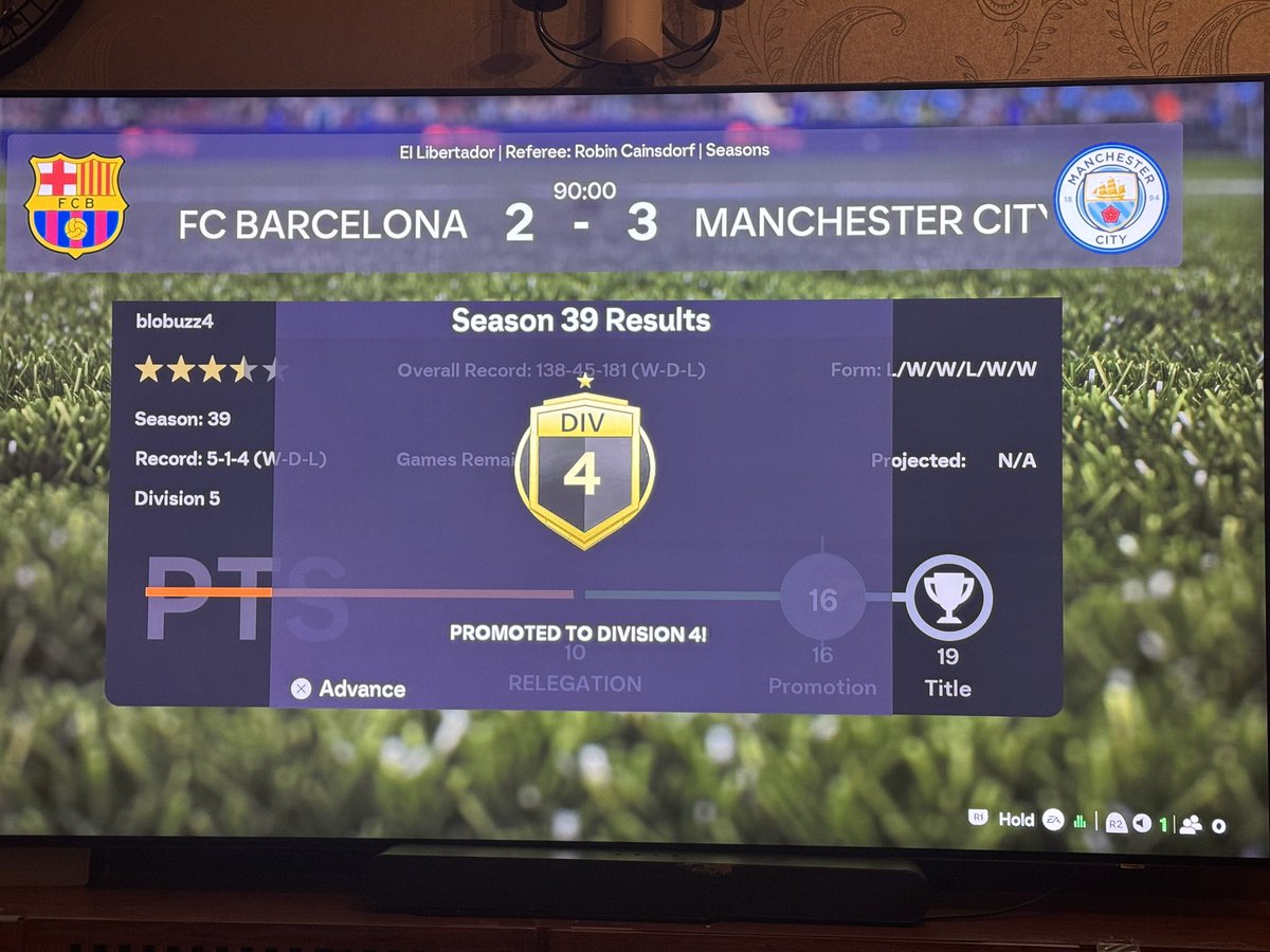 DejiMD's tweet photo. Promoted back to Division 4. These bad ballers online are the weapon fashioned against me. https://t.co/cSrp2W16nk