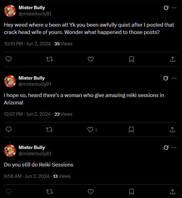 TheDukeofBenis's tweet photo. @tumbleweedbenis @misterbully81 To explain the evidence of your mistake... the 2 screenshots here are of @misterbully81 acting as quantum/pickle alt.. your fake nemesis, picking on YOU and your wife aimee piediscalzo, nick's step mom in 2024: https://t.co/cvDgcRh0IN