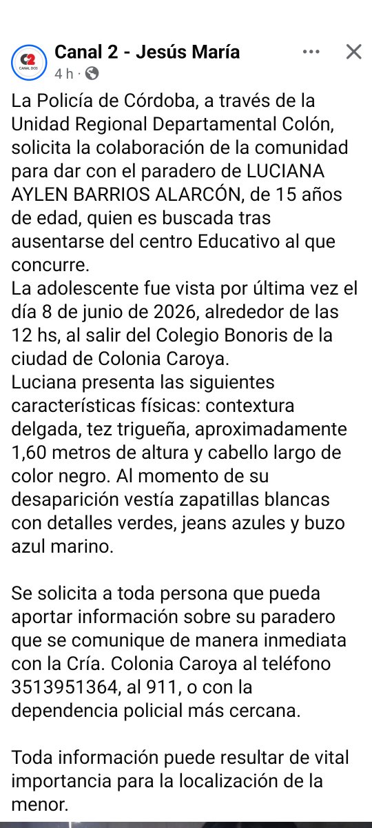 TrigoEdu's tweet photo. Se slita el paradero de la menor que a continuacion se detalla @edufeiok @PRossiOficial https://t.co/nCC0Mf1dsf