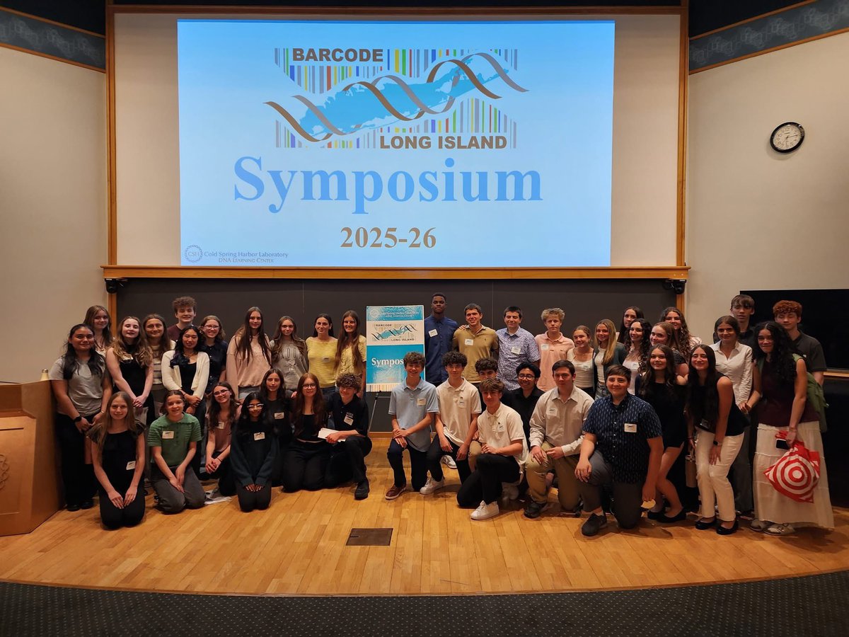 esm_csd's tweet photo. Student scientists in action! 🧬 52 Eastport-South Manor Science Research students recently presented their work at the Barcode Long Island Symposium at Cold Spring Harbor Laboratory.

Read more here: https://t.co/OBraoTUaC3 https://t.co/fGwwfMKeHJ