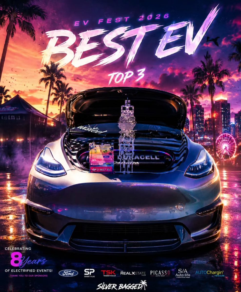 MozemoCraft's tweet photo. 🏆🔋 BEST EV BUILD - TOP 3 🔋🏆
@silverbagged took the podium at the SoCal EV Fest 2026, hosted at @LBCCFaculty, with his Tesla Model Y Build. 🌴🇺🇸🚗

It featured our bonnet stand, which is the perfect solution for car shows and events. 🙌
🛒 SHOP NOW ➡️ https://t.co/SfoFtFuYsk https://t.co/OsUtct3s8h