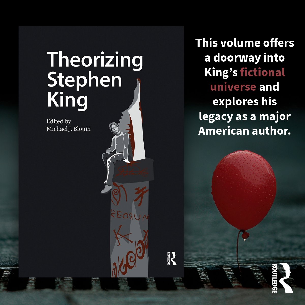 routledgebooks's tweet photo. Stephen King has captivated millions with his storytelling—but what makes his work so culturally powerful? 'Theorizing Stephen King', edited by @MichaelJBlouin5, brings together cutting-edge scholarship to explore the literary, cultural, and theoretical dimensions of King's extraordinary career.

Learn more 👉 https://t.co/AGRXRZeNmc

#StephenKing #Horror #Gothic