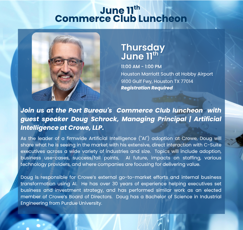 PortBureau's tweet photo. Join us this Thursday, June 11, for an insightful discussion on one of the most transformative technologies shaping business today Artificial Intelligence.

🖥️ Register online: https://t.co/0eJfIFTWdK https://t.co/yfR4QKmTqX