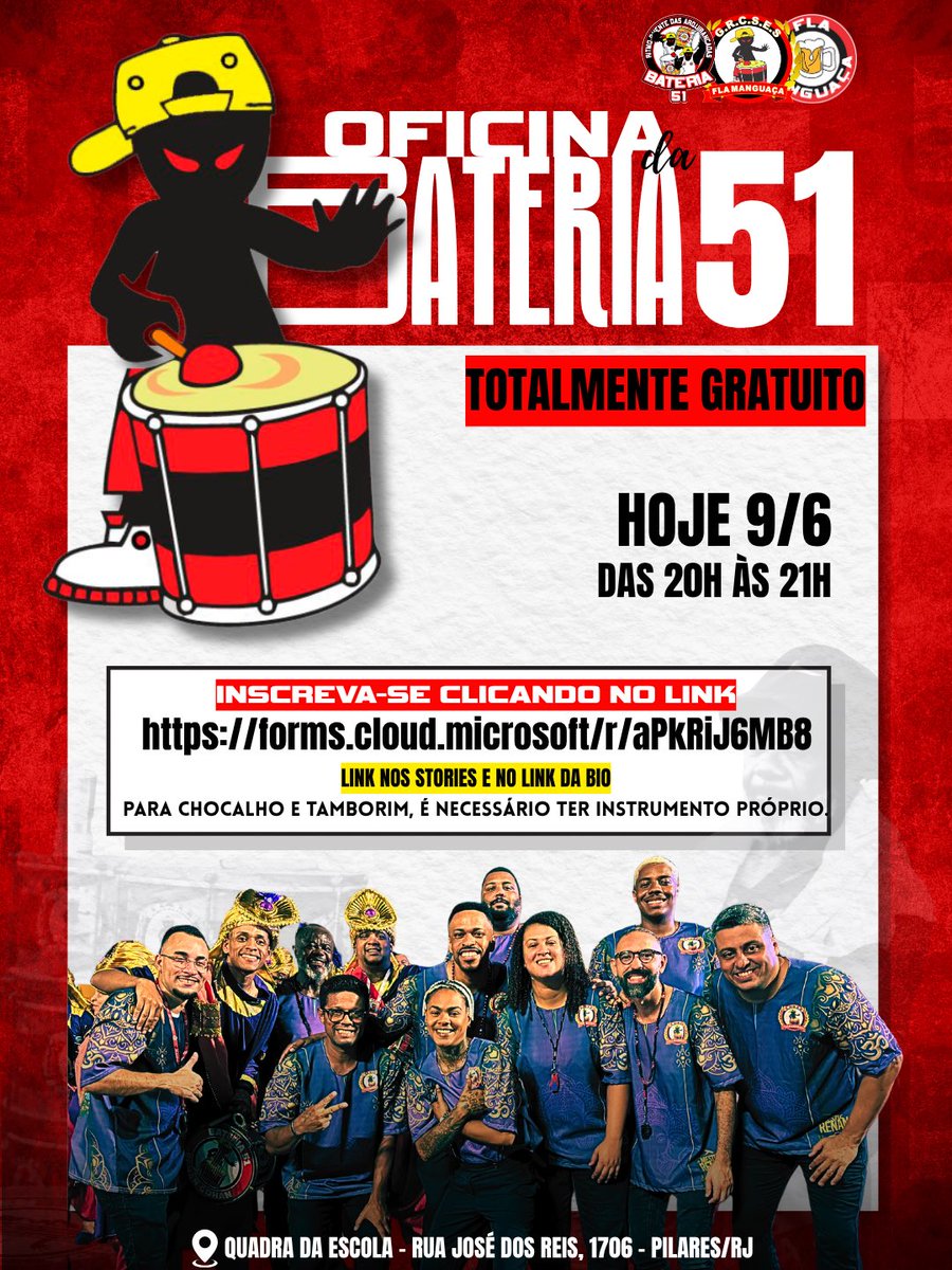 bateria_51's tweet photo. HOJE TEM RITMO QUENTE 🥁🔥

As inscrições ainda estão ocorrendo.
Não perca tempo!

#Bateria51 #RitmoQuente
#GRCSESFlaManguaça
#FlaManguaça https://t.co/FVT4cdT0oP