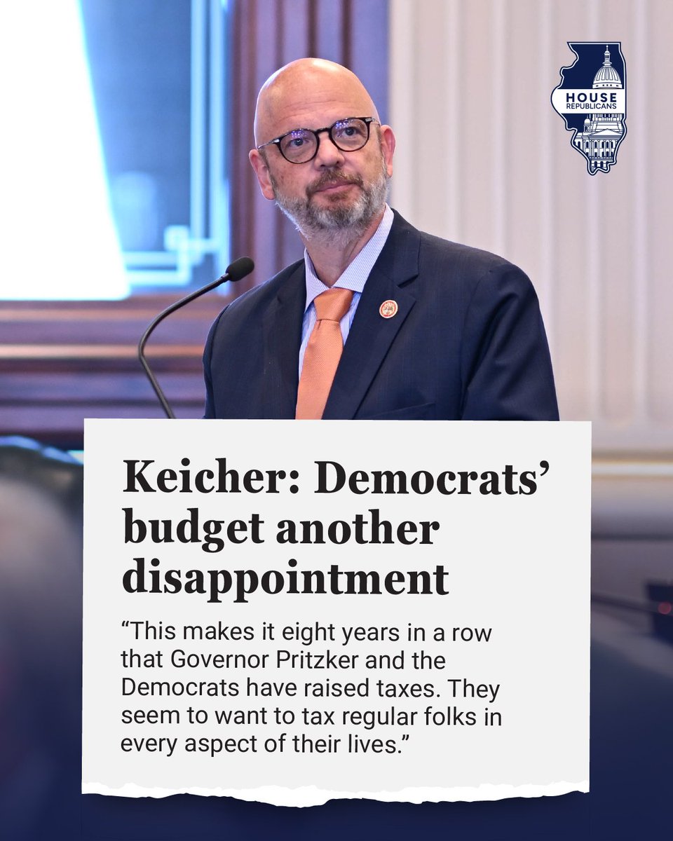ilhousegop's tweet photo. State Representative Jeff Keicher says Illinois families need lower taxes, lower costs, and responsible spending. Democrats' latest state budget does the opposite. ➡️ https://t.co/NRCYCGkGsX #twill https://t.co/kids8HQEl8