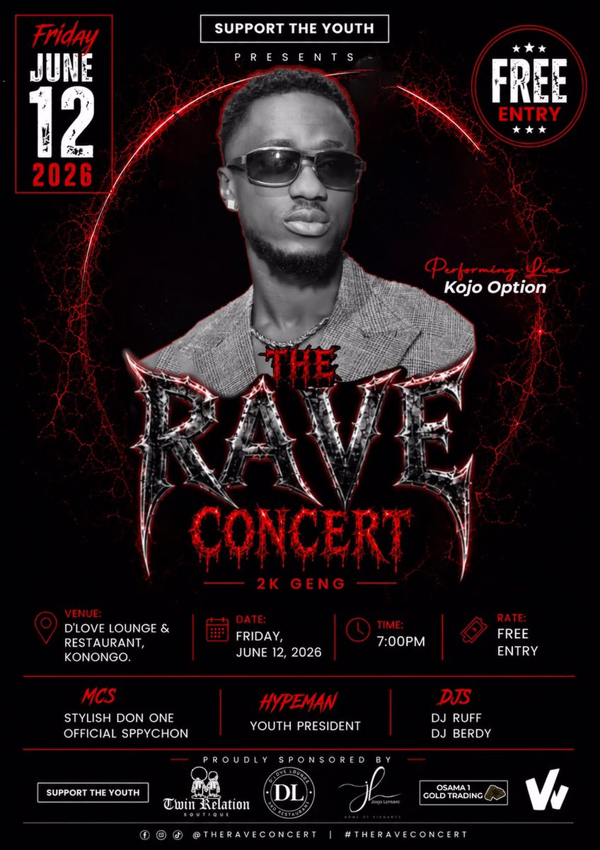 Kojooption_'s tweet photo. KONONGO PLEASE DO NOT BE LATE I GO ON STAGE ON TIME ⏰️⚠️ see you Friday! At D'Love Lounge and Restaurant... a @2k_geng &amp; @supportheyouth concert. https://t.co/ZPOrw5cQIY