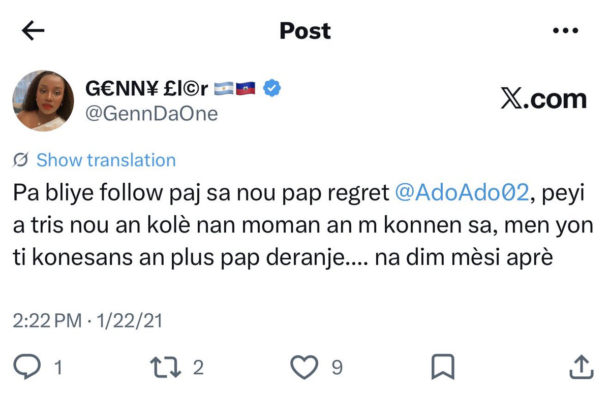 GennDaOne's tweet photo. M follow paj sa an 2019 paske’m te renmen sa moun sa tap post chak jou, e m te konn montre sa (2019,2020,2021). Jodya mwen kontan wè jan paj sa grandi e rann kominote a fyè… m sot tonbe sou website la, bon travay @AdoAdo02 https://t.co/2JplphJYuM