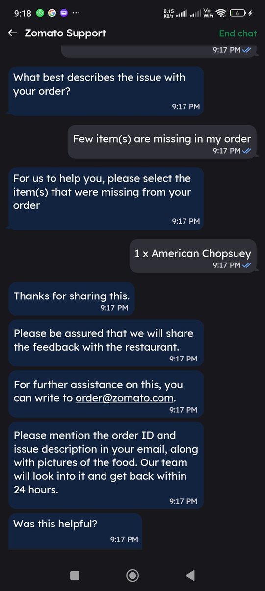 TStudentofLaw's tweet photo. @zomatocare @zomato customer care service gets worse everytime. First it was thoughtless bots. Now straight away no resolution, restaurant number also not updated for me to talk to them. Ordered AMERICAN CHOPSUEY, NOODLES MISSING, BUT CHAT DOESNT OFFER ANY HELP
 SHITTIER SERVICE https://t.co/eweLsd37Ml