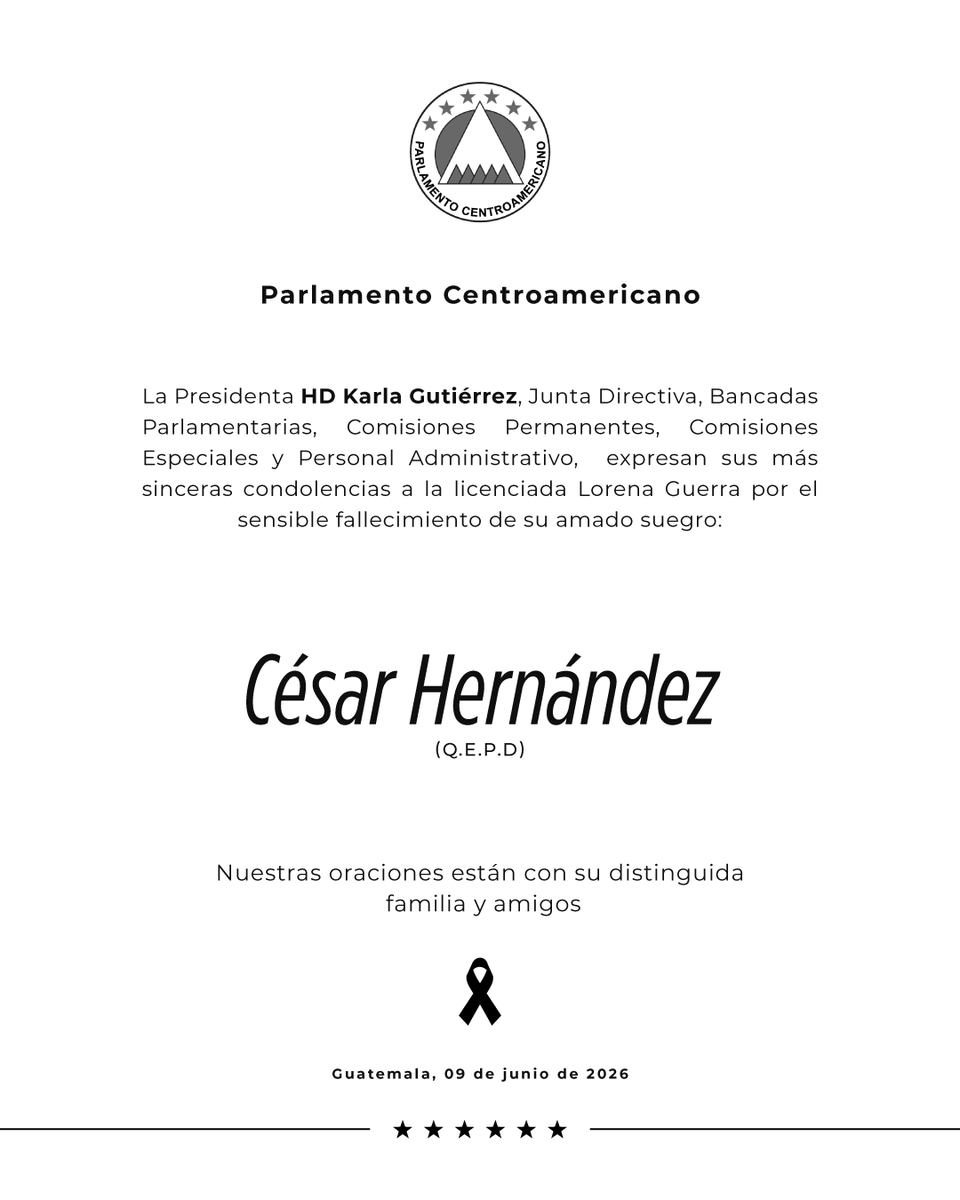 PARLACEN's tweet photo. 🕊️ Con profundo pesar, el Parlamento Centroamericano expresa sus más sinceras condolencias https://t.co/hyngywaMuf