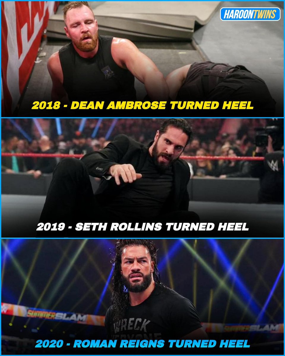 BreakkerGoat's tweet photo. The Shield turned HEEL one by one each year. https://t.co/mbRiL67wnN