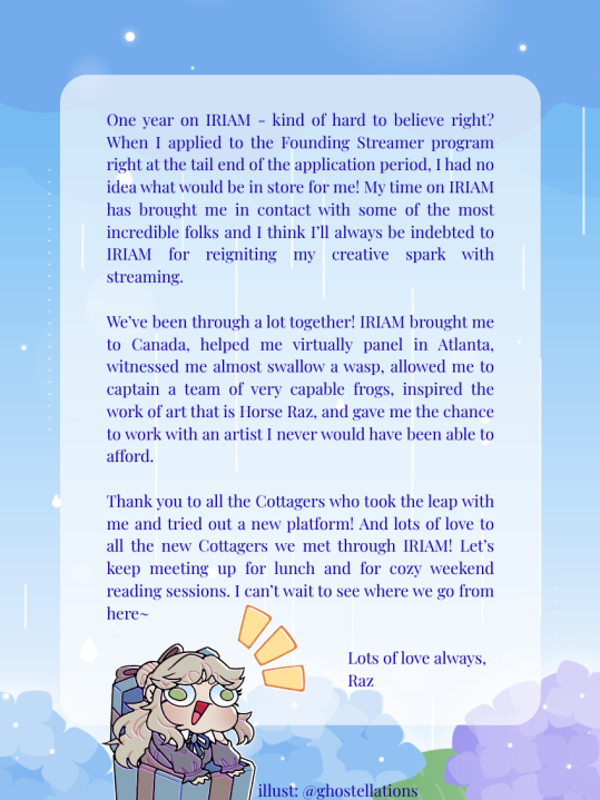 razaldia's tweet photo. 🎂 Thank You for 1 Year on IRIAM! 🎂

Being a Founding Streamer has been quite the wild ride but I don't think I'd trade it for anything! I've met some truly amazing friends, been given some incredible experiences, and felt my creativity soar!

Cheers to many more years ahead~ https://t.co/QhR1TvTzTk