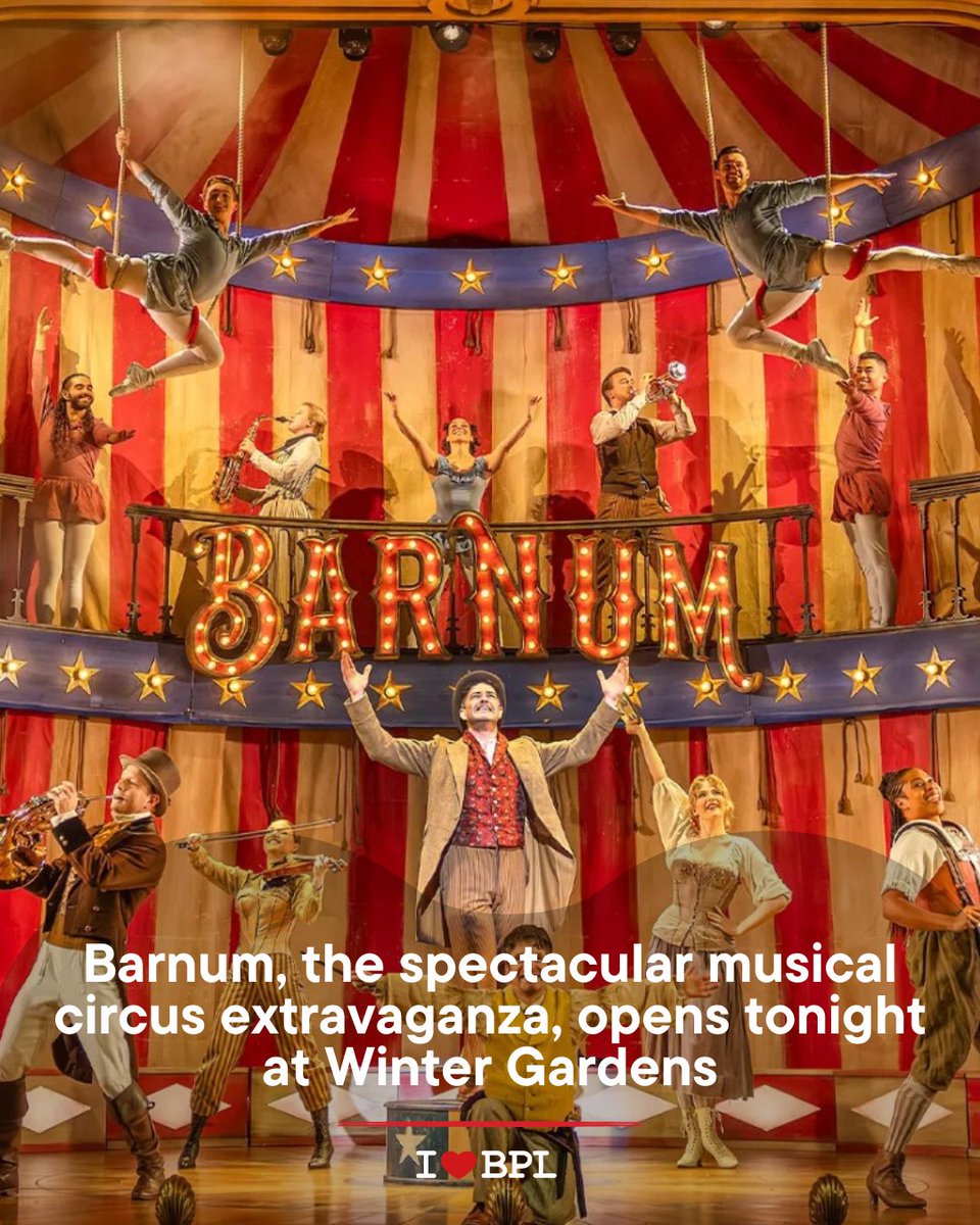 visitBlackpool's tweet photo. Barnum, the spectacular musical circus extravaganza, opens tonight at Winter Gardens Blackpool for a run through to the weekend 🎪

The musical first took the UK by storm when it played the London Palladium, famously featuring a death-defying nightly tightrope walk across the stage.

With a cast of over 20 actor-musicians, acrobats and amazing circus acts, this new production brings all the magic of the circus directly to the Opera House for five nights.

📅 Tues 9 June - Sat 13 June
📍 Opera House, Winter Gardens
🎫 https://t.co/85FCxGMgXf