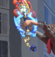 TwilightTimbus's tweet photo. Trying to figure out if this is an original Keyblade, or if its from a Disney World. The theme makes me think of Moana or Lilo and Stitch, but the keychain and effects don't really fit? https://t.co/YHeWyOv8ua