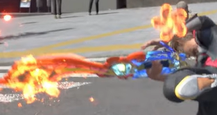 TwilightTimbus's tweet photo. Trying to figure out if this is an original Keyblade, or if its from a Disney World. The theme makes me think of Moana or Lilo and Stitch, but the keychain and effects don't really fit? https://t.co/YHeWyOv8ua