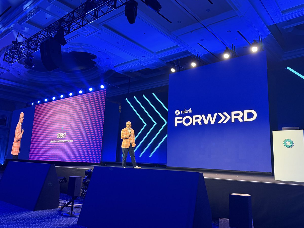 sadiestlawrence's tweet photo. 109:1 machine identities per human. That is what teams are up against #rubrikforward @rubrikInc https://t.co/tQ39Llj4Mo