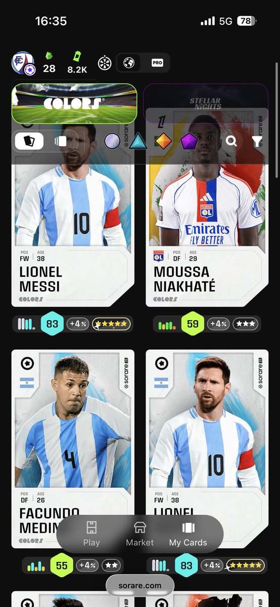 SoRareChester's tweet photo. Just pulled back to back Messi’s on the silver live today packs 👀 #sorare https://t.co/EjKZkNBwMa