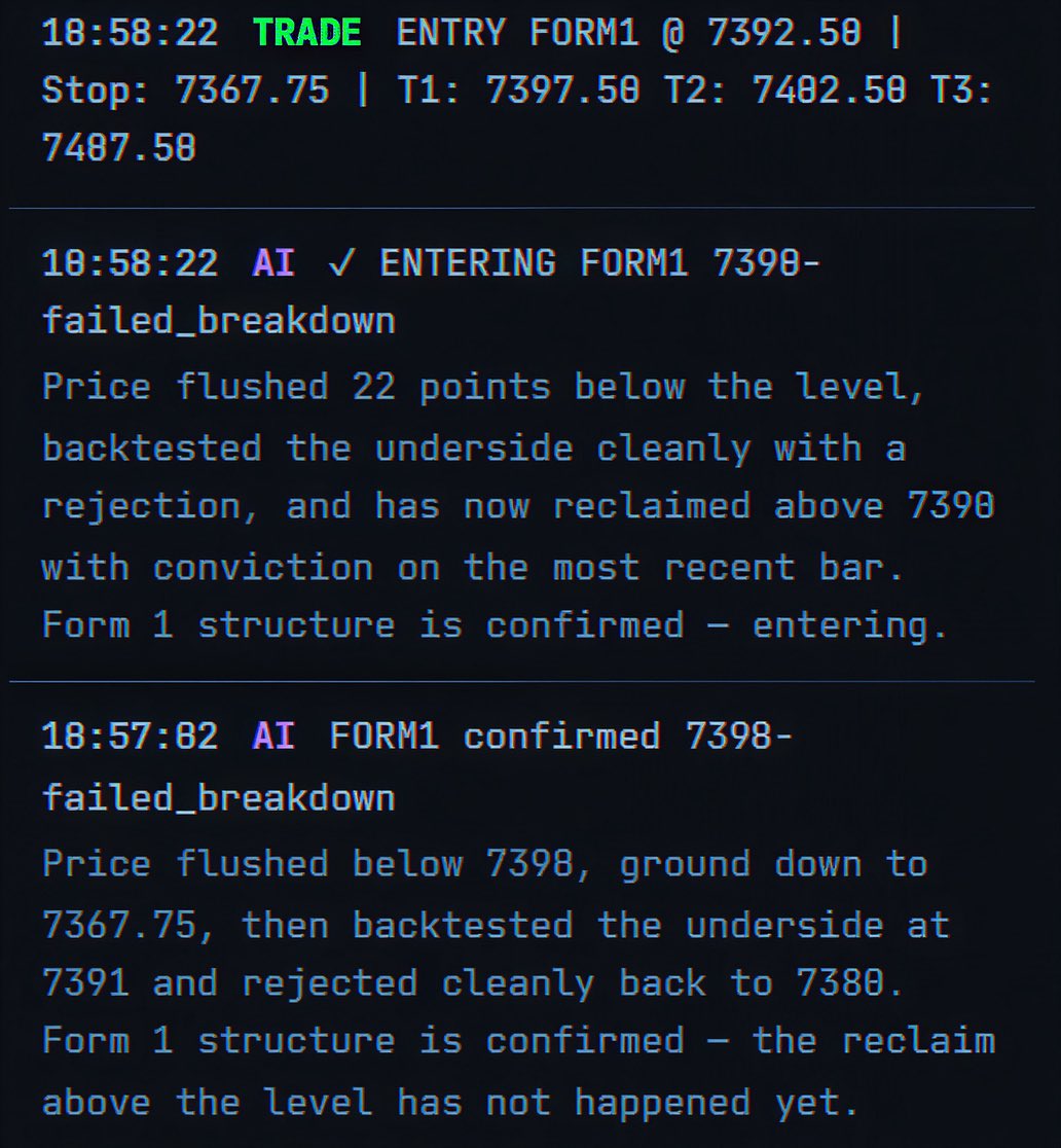 FBDBot's tweet photo. Elevator down on ES created a strong failed breakdown of 7390, FBD Bot entered after form 1 confirmed on the backtest and rejection. 

#ES_F $ES $SPY https://t.co/IeuMj5PaaM