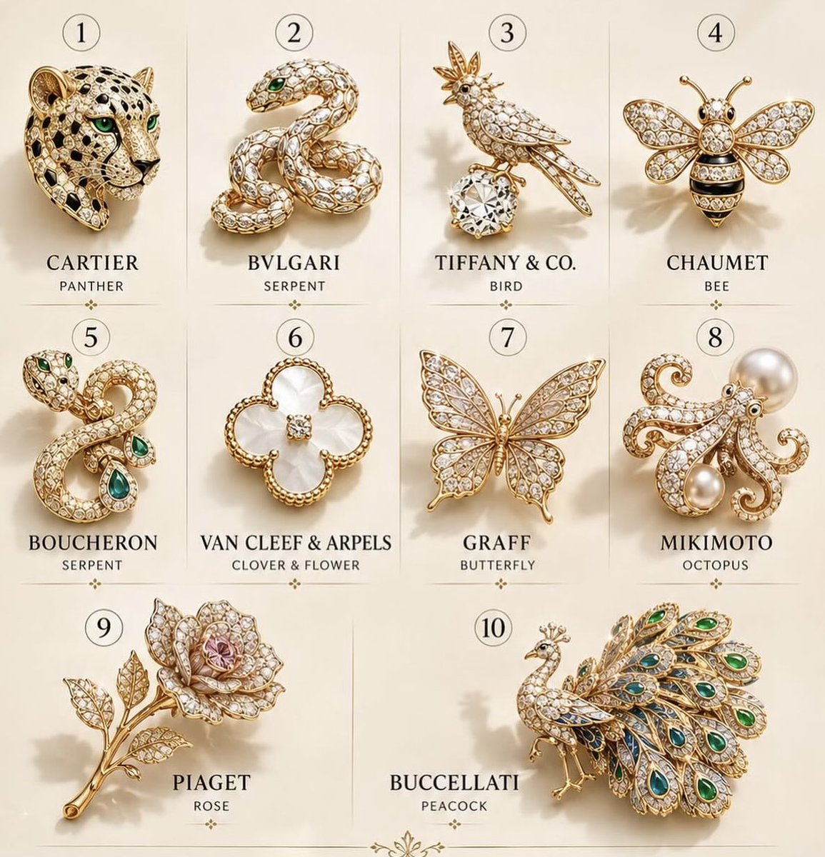 EvaLovesDesign's tweet photo. The top 10 jewelry houses and their animal motifs https://t.co/9krHJWh2jJ