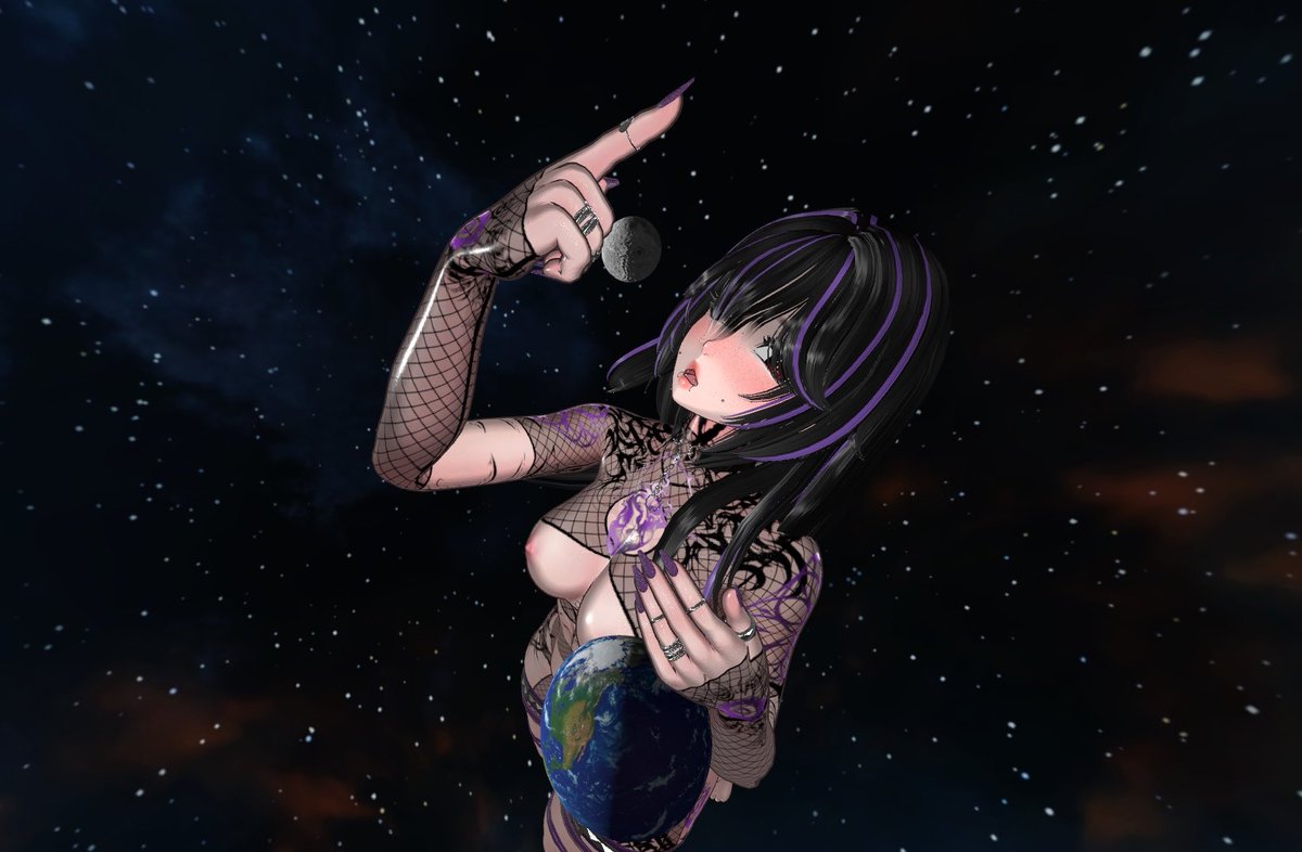 spiderkist's tweet photo. i think i'll have the moon as an appetizer, then this pretty planet will be the main course ☺️

#sizevrchat #giantess https://t.co/3DxM8bZA7w